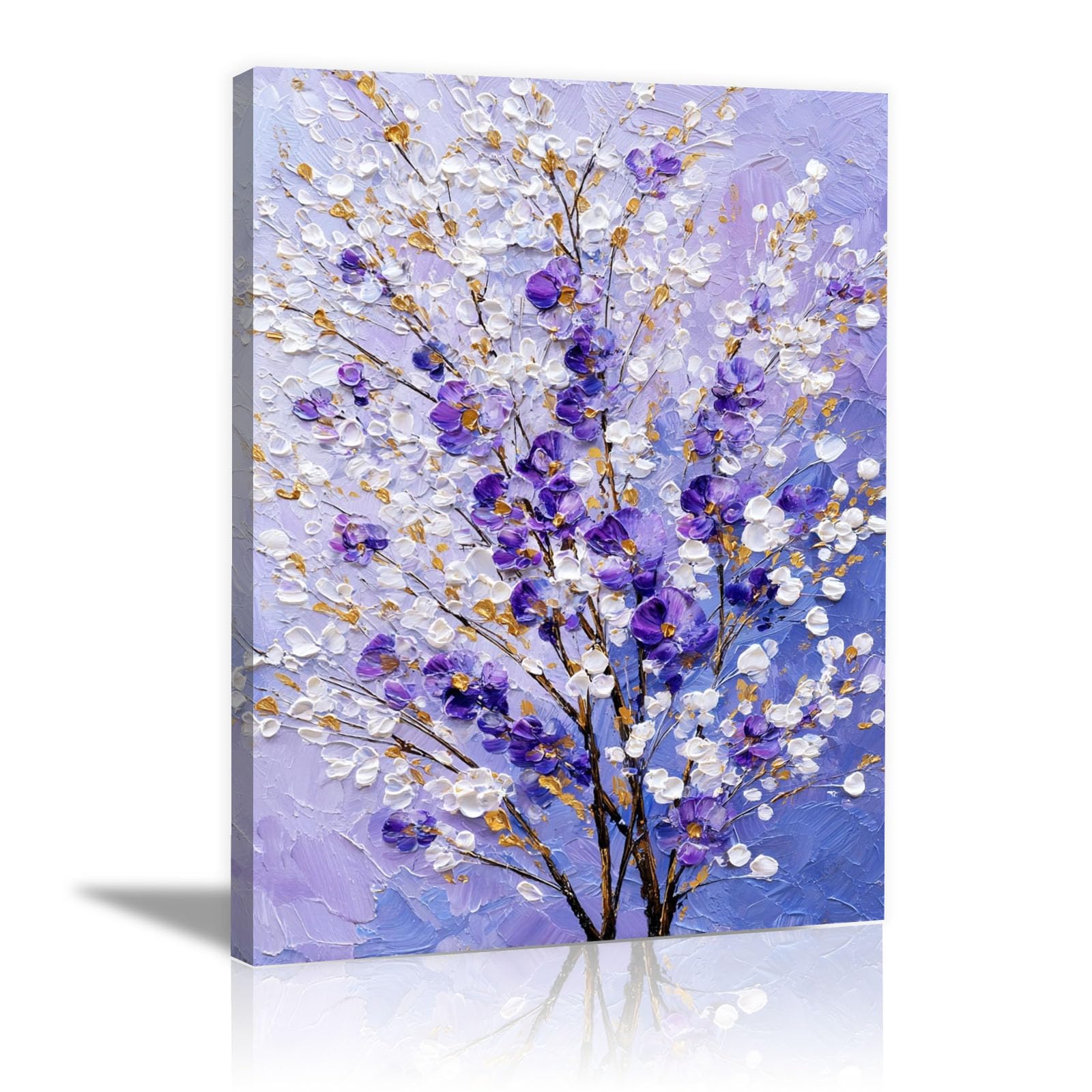 TODOAA Naturaleza Cuadro Árbol Abstracto Modernos Mural de árbol en flor de graffiti Decoracion Salon Lienzo, Dormitorios Para Comedor Oficina Pasillo Cocina Y Baño（morado-50x70cm Enmarcado