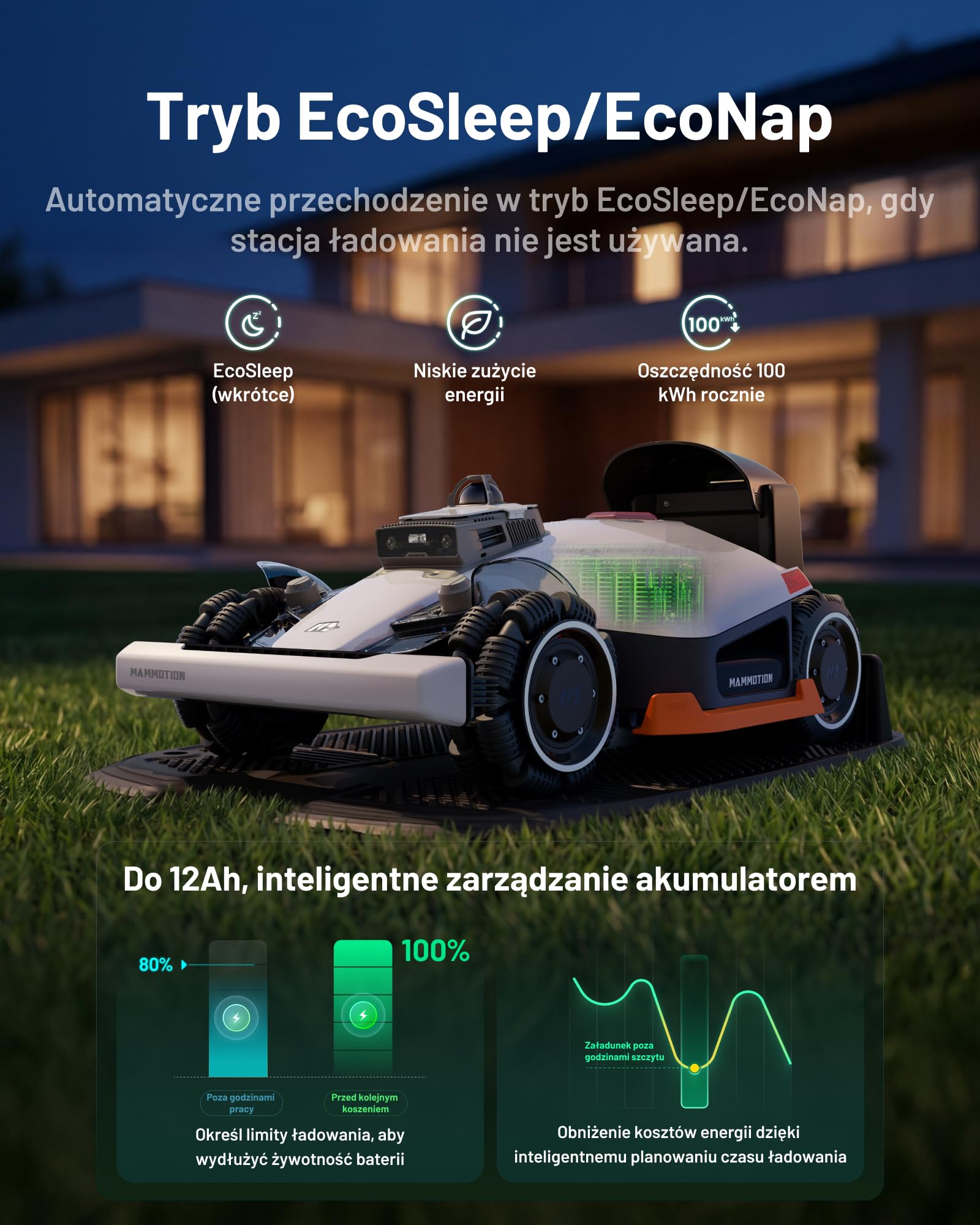 Mammotion LUBA 3 AWD 3000 robot koszący bez przewodu, Zalec. 3000 m² | 360° LiDAR + NetRTK + KI Vision Tri-Fusion pozycjonowanie, AWD do 80% nachylenia, Automatyczne mapowanie, do 30 stref