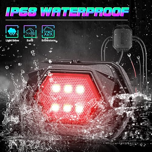 Miniatura 3 de RGBW LED Rock Light, Underglow Multicolor Neon Lighting with Wiring Switch Kit, Flashing Music Mode with APP Bluetooth Control, Pure Color 8Pods