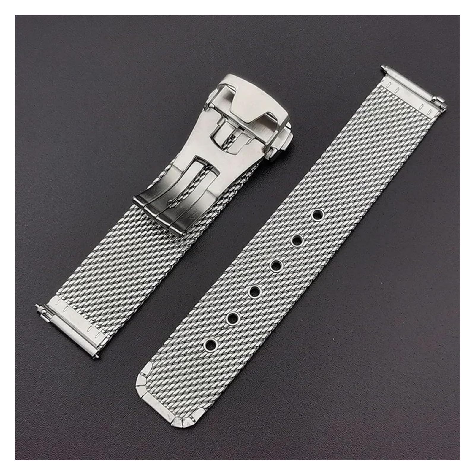 Metalowe Paski Do Zegarków, Pasek Ze Stali Nierdzewnej Z Siateczki 20 Mm/22 Mm, Uniwersalny, Męski, Damski, Metalowy Pasek Z Siateczki Do Zegarków Kwarcowych Lub Smartwatchy/Sier/22Mm