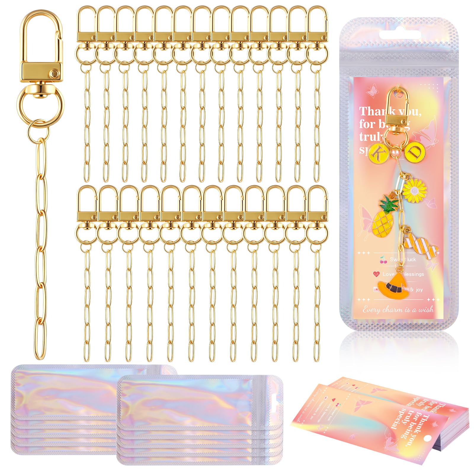 Wurosi 25Set Paperclip Keychain Making Kit with Gift Bags &amp; Thank You Cards
