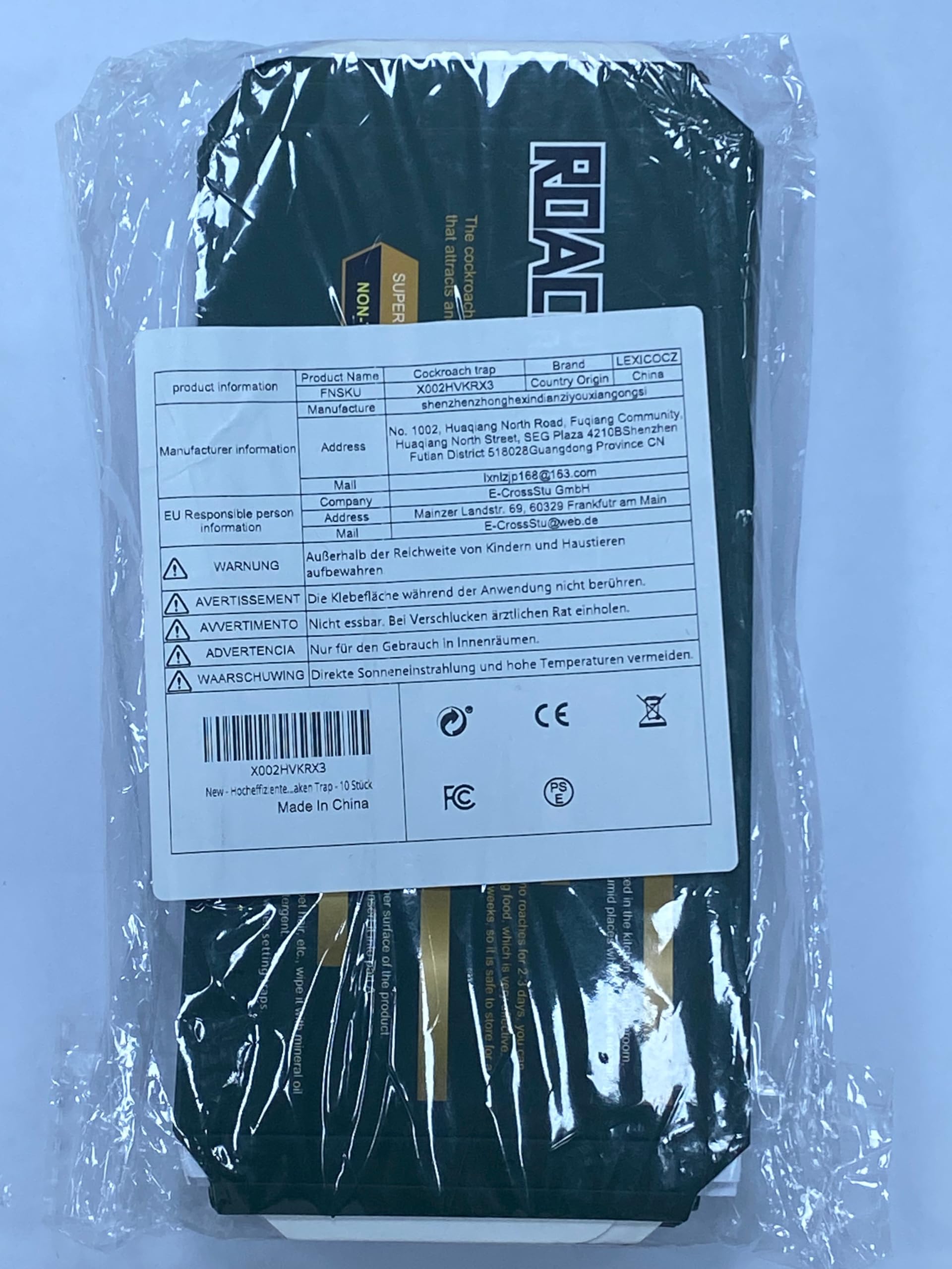 Trappola Scarafaggi, Confezione da 10, Con Colla Forte, Non Tossiche, Uso Domestico e Cucina