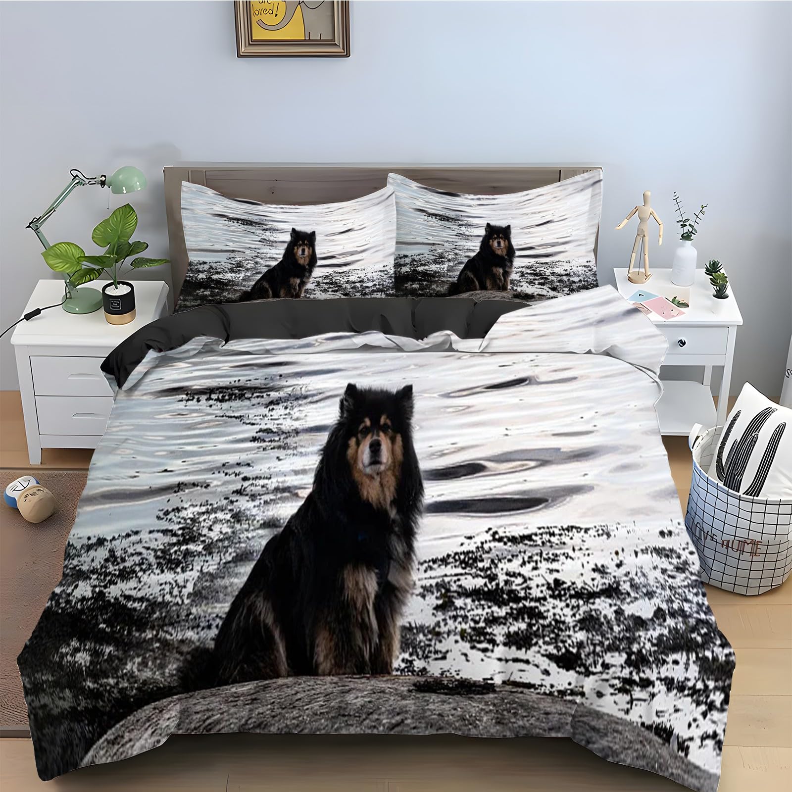 Parure de lit chien Jindo housse de couette 200x200 pour chambre ado