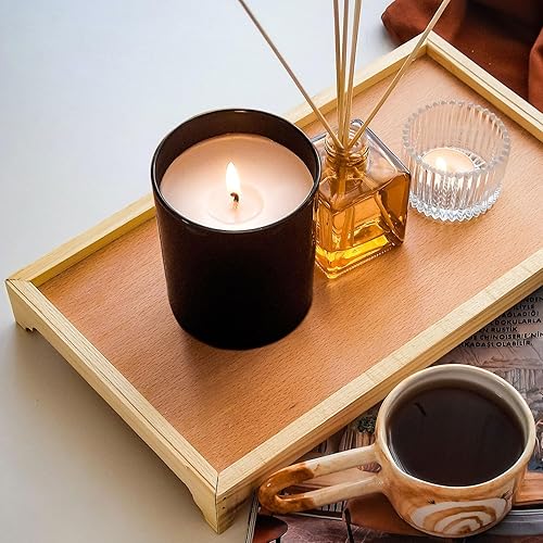 Miniatura 6 de SHOWIN Tarros de vela gruesos de 10 onzas para hacer velas, 15 unidades, tarros vacíos con tapas de madera para hacer velas, recipiente de muestra,