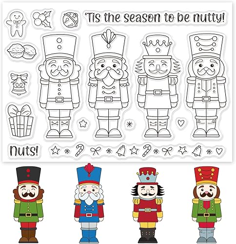 GLOBLELAND Cascanueces - Sellos transparentes de silicona para hacer tarjetas de felicitación navideñas, álbumes de recortes, decoración de álbum de