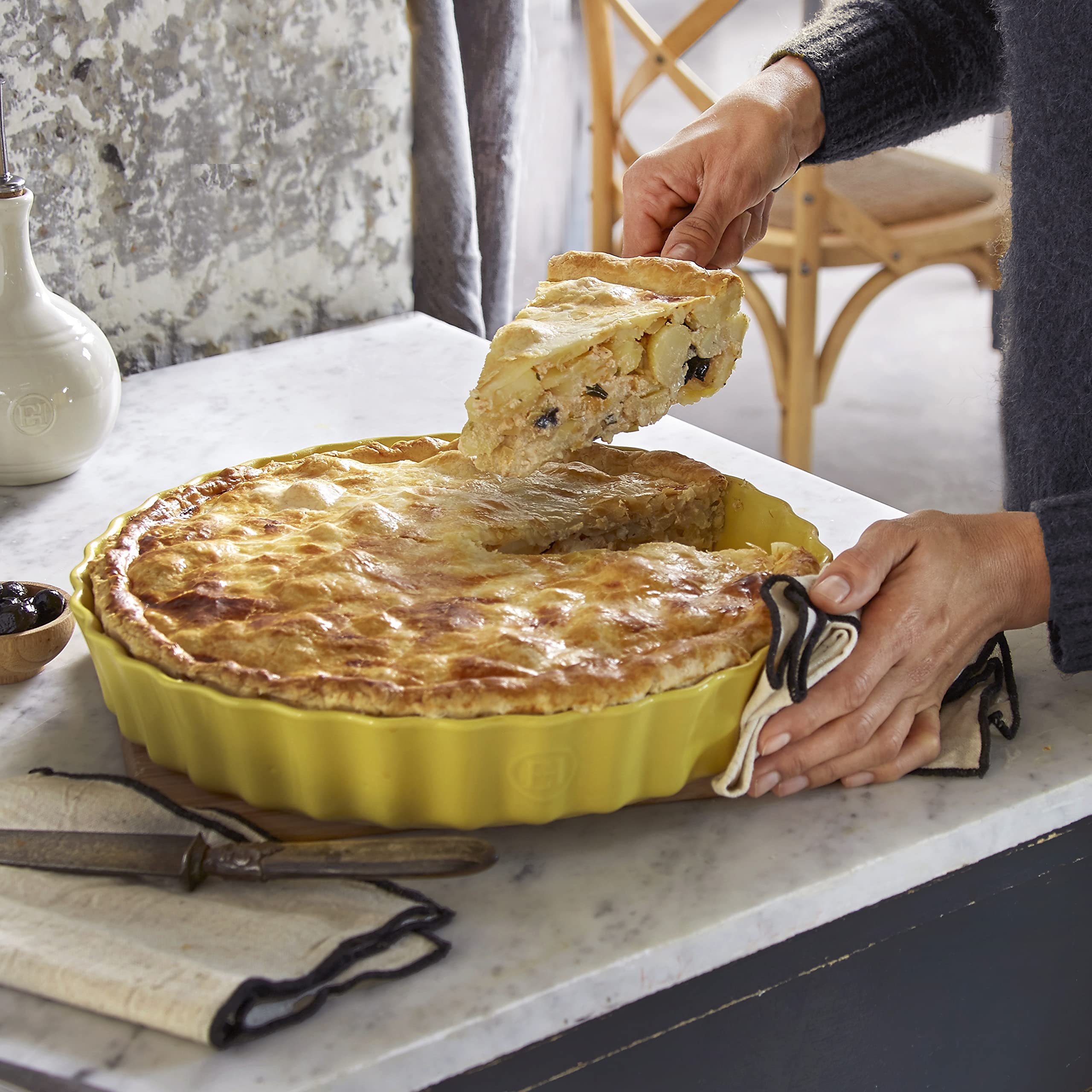 Emile Henry EH906032 Piatto per Torta, Ceramica, Provenza