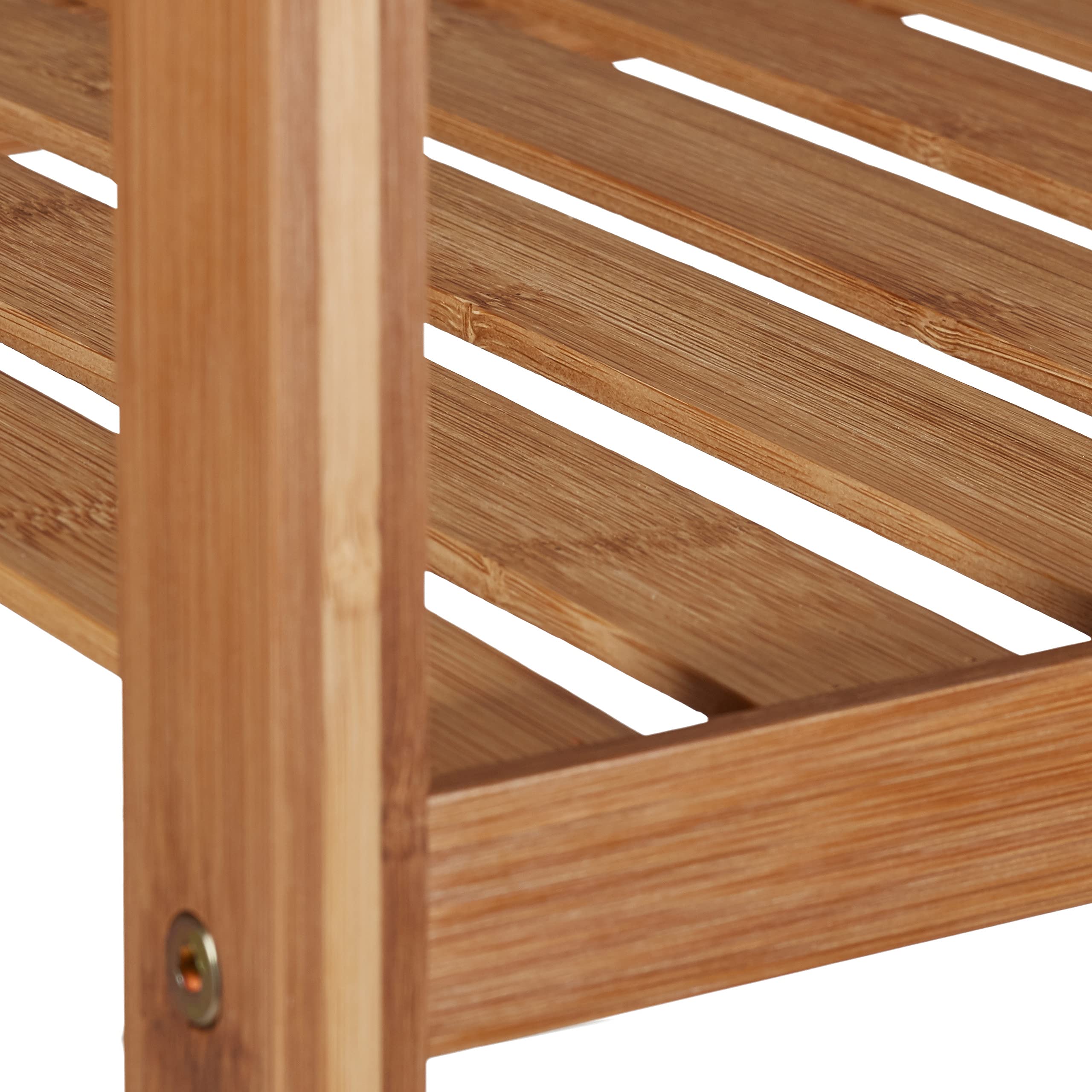 Relaxdays Scaffale Bagno, 4 Mensole, Design Aperto in bambù, Libreria, Cucina, HLP: 110x36x33 cm, Aspetto Legno/Bianco