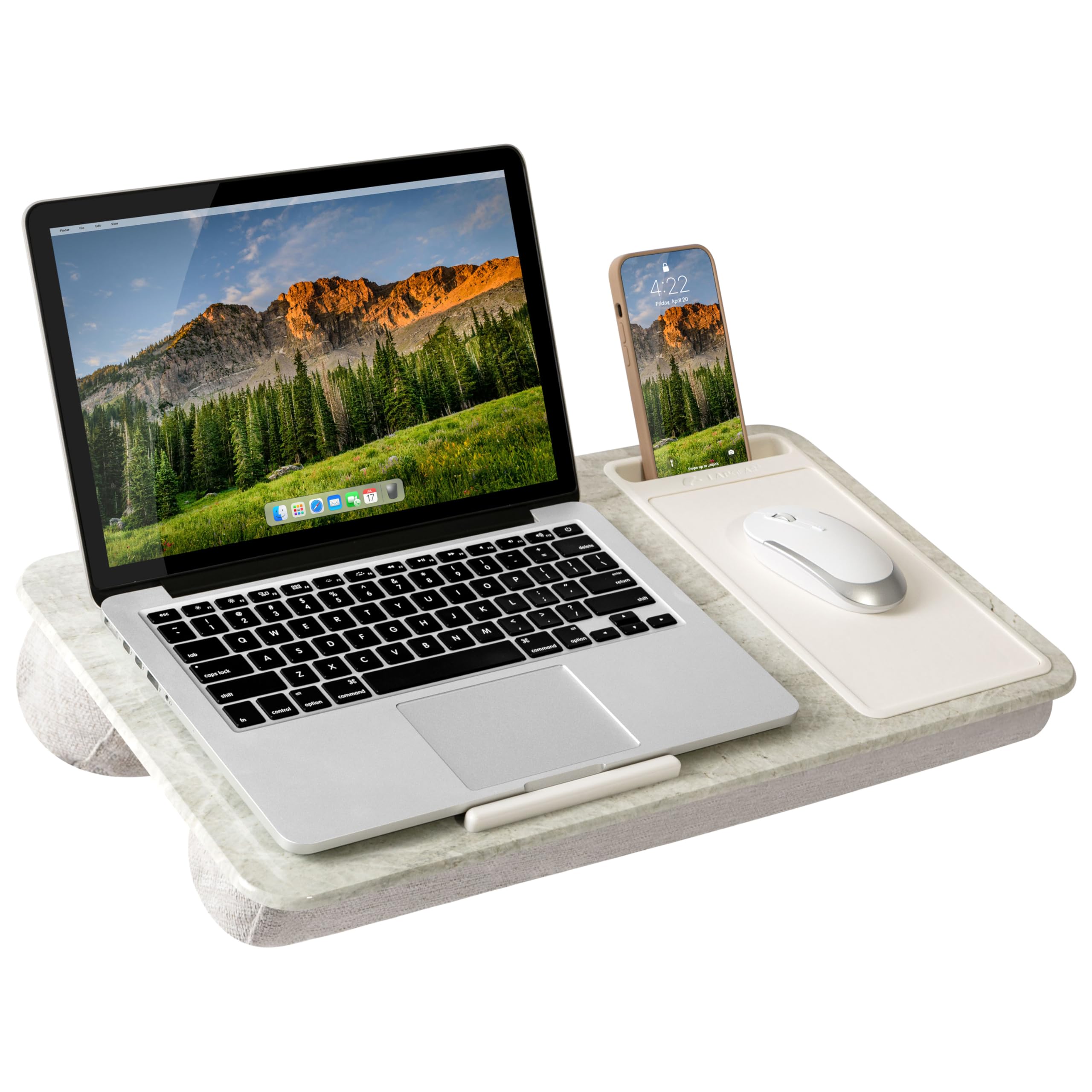LAPGEAR Home Office Lap Desk with Device Ledge, Mouse Pad, and Phone Holder - Taj Mahal Marble - Fits up to 15.6 Inch Laptops - Style No. 91581