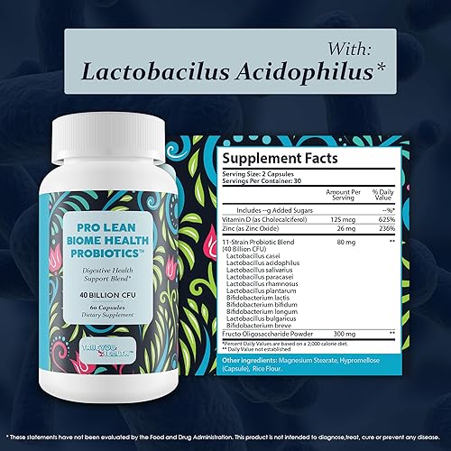 Miniatura 5 de Pro Lean Biome Health Probiotics – Salud digestiva y apoyo inmunológico – Mejora el microbioma intestinal para la salud general y mejora la energía