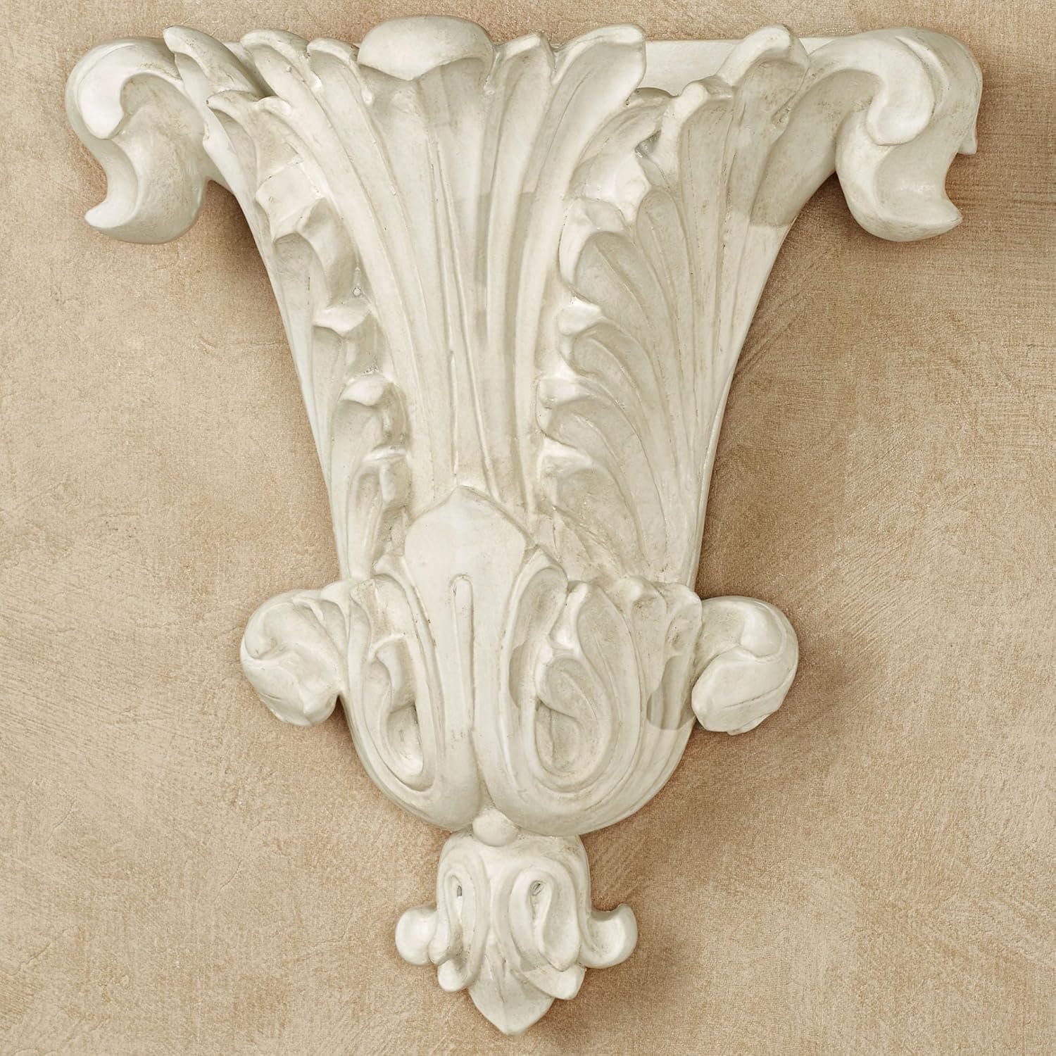 Touch of Class Traditional Acantha Wall Pocket - Resin - Antique White - Decorative Vase for Bedroom, Living Room, Dining Room, Kitchen, Hallway, Office, Entryway, Foyer