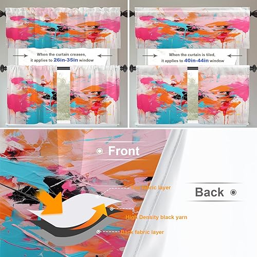 Miniatura 684 de Cenefas de cocina modernas con patrón de cobre marrón dorado para ventanas, cenefas opacas abstractas de marcas de arañazos y cortinas opacas