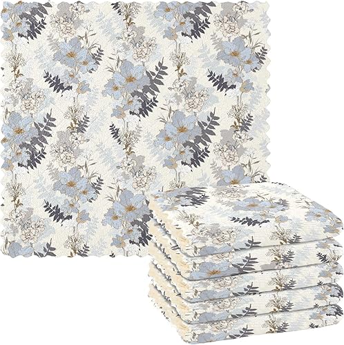 linqin Decorative Elegant Flowers 6 Pack Quick Dry Microfiber Dish Towels Decor Cotton Car Drying Towels Reusable for Countertop Oven