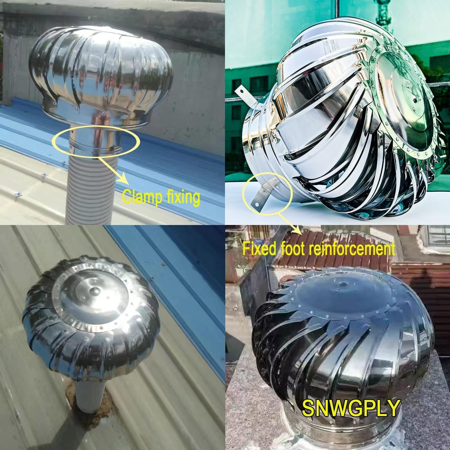 cappuccio per camino, Tappo for camino rotante in acciaio inossidabile 304 for condotto di ventilazione girevole antiruggine impermeabile Dimensioni multiple(25cm(9.8in))