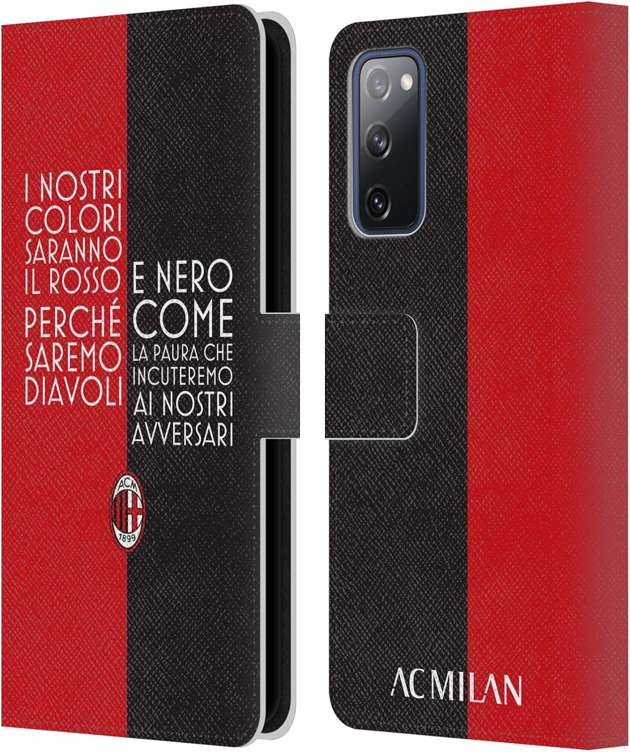 Head Case Designs Officially Licensed AC Milan Text Adults Leather Wallet Case Compatible with Samsung Galaxy S20 FE / 5G