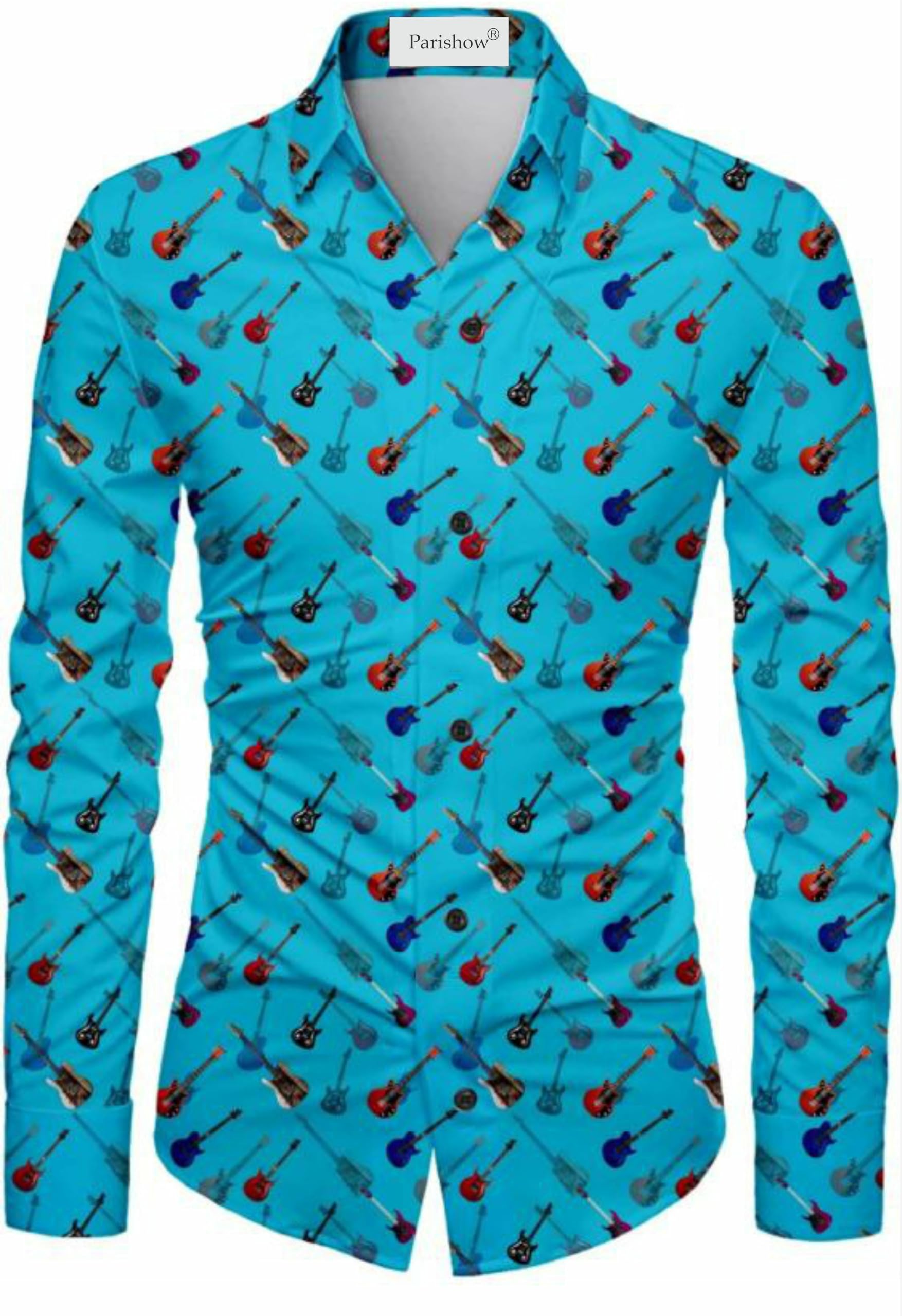 Polycotton Printed Shirt Fabric (Unstitched) Ushirt Bluepan-picture-54