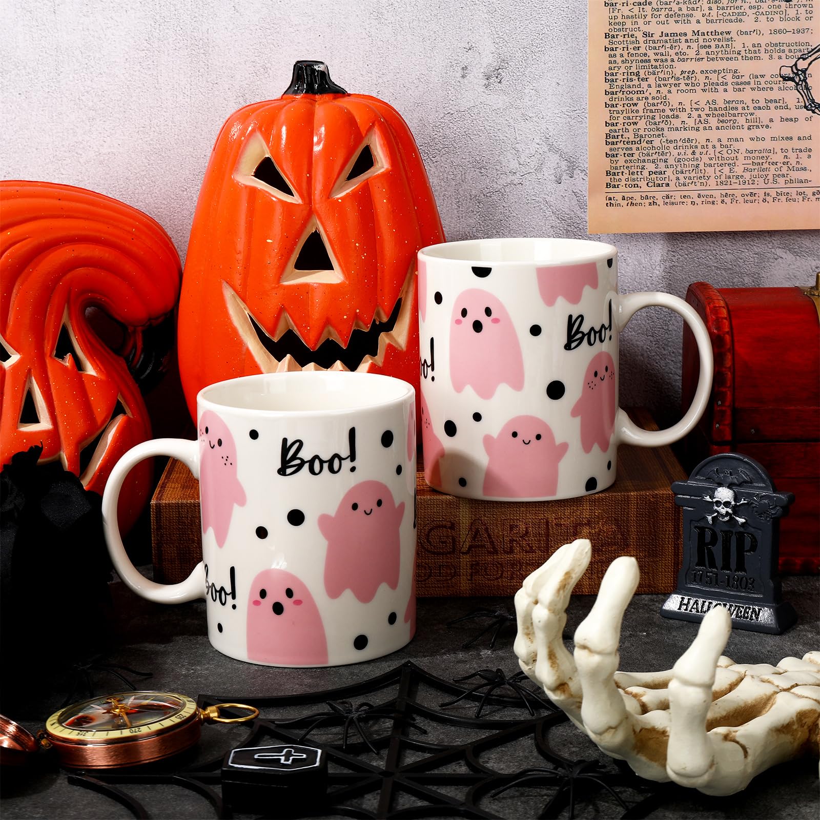 Miss Boo Halloween Ghost Mug - Cute And Durable For Hot Chocolate, Coffee Or Tea - Adorable Design, Durable Quality, Great For Spooky And Whimsical Parties All Year Round