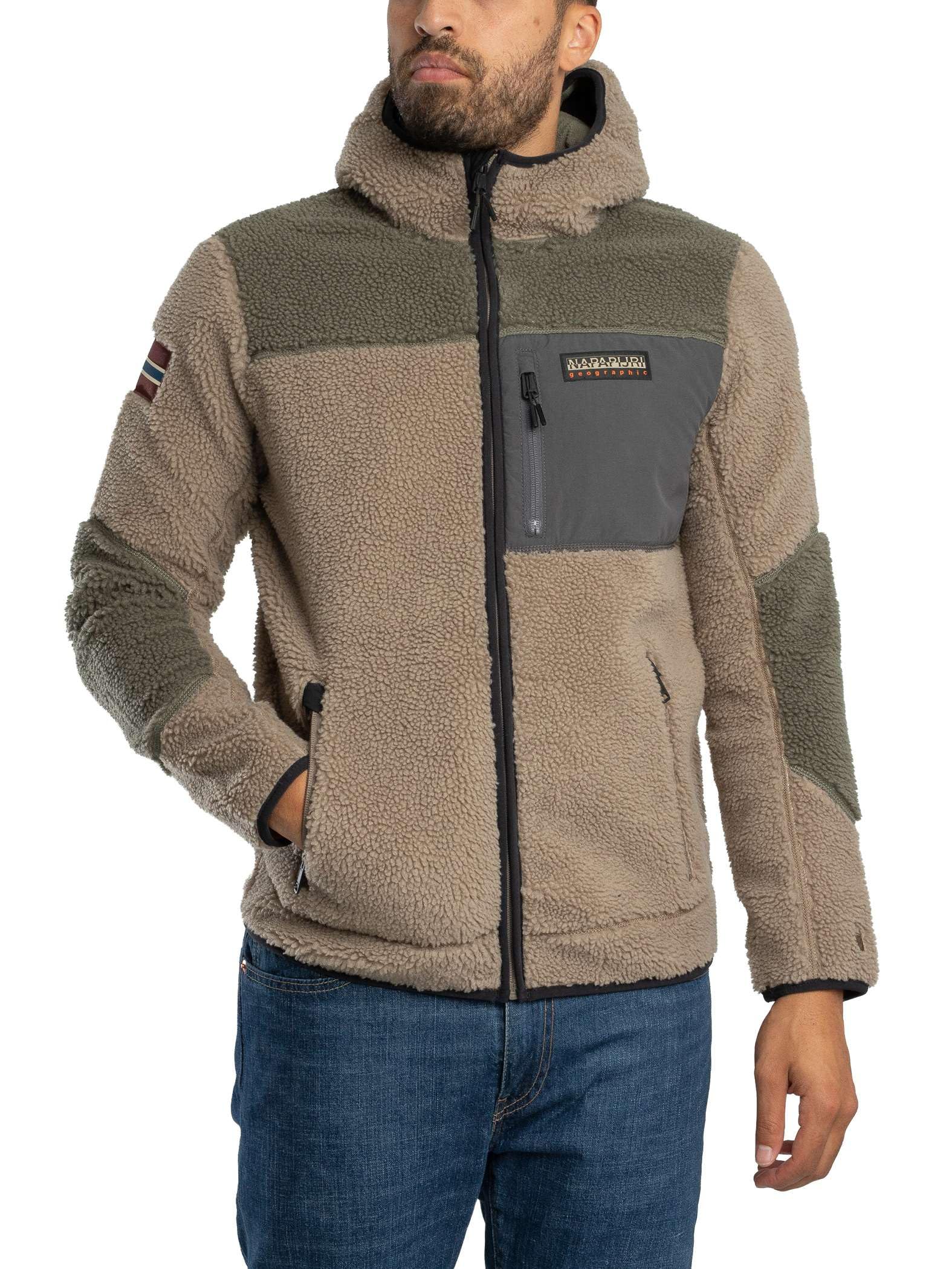 Napapijri Men's Yupik Fleece Jacket, Brown, Brown, M