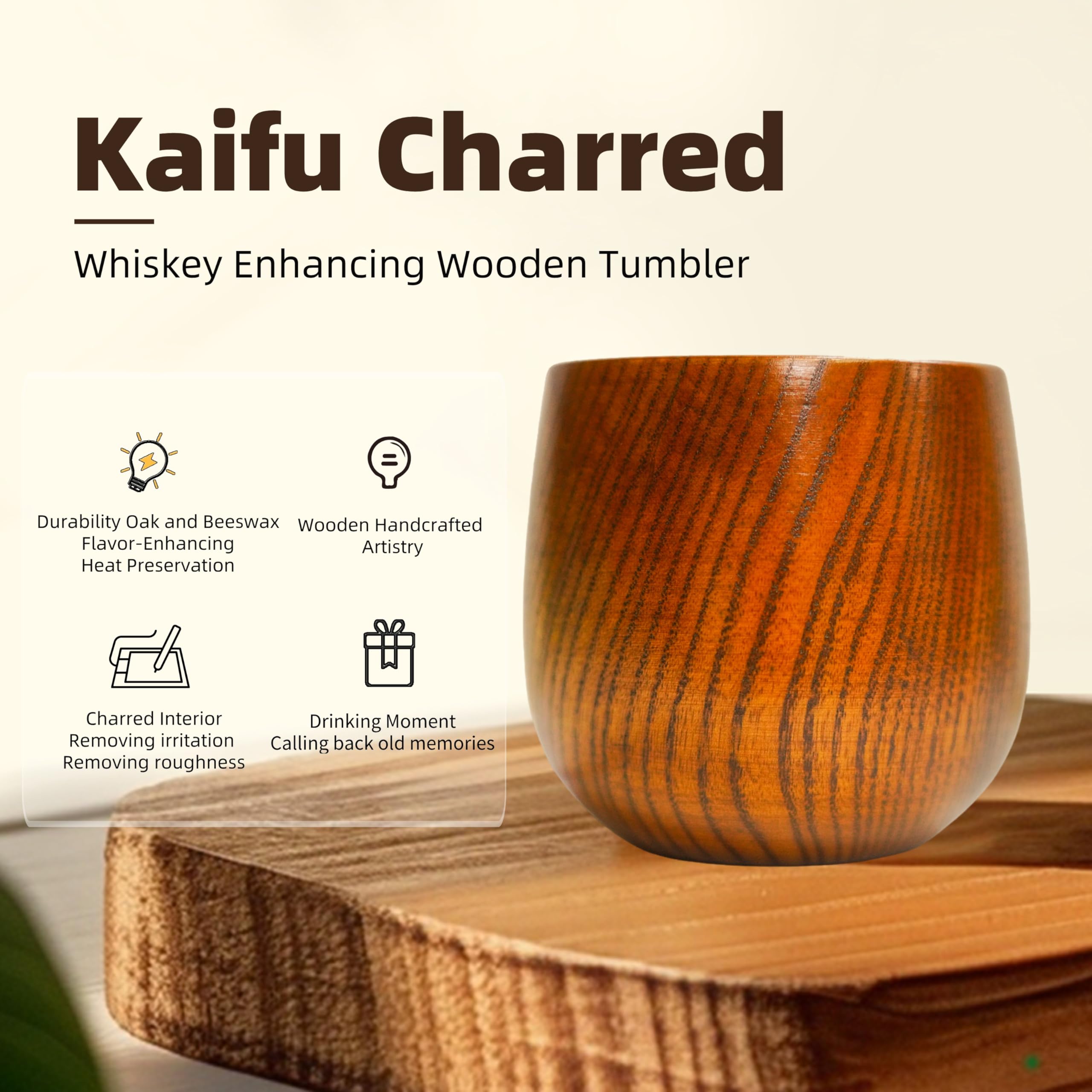 Tazas de té de madera, tazas de agua hechas a mano de madera natural