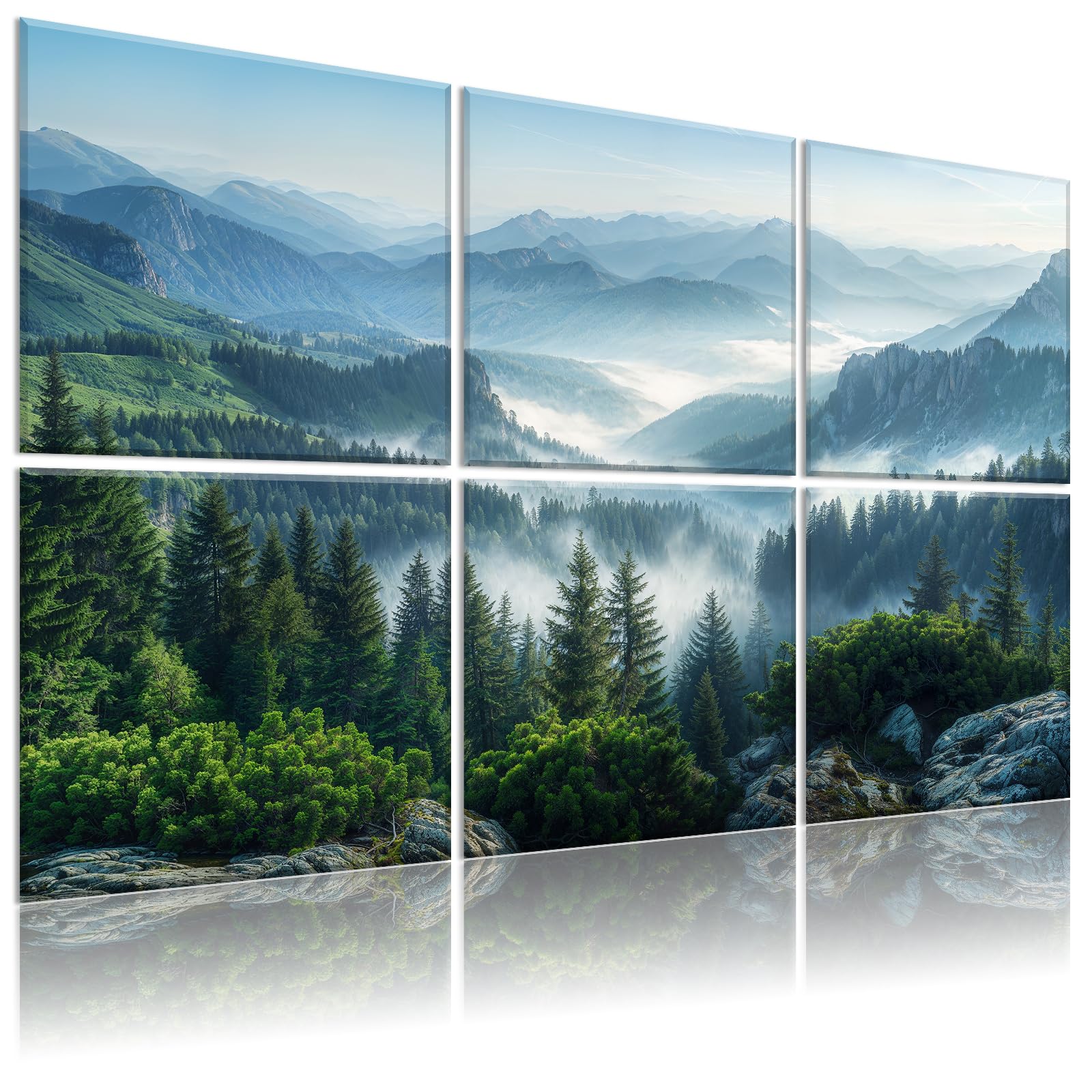 6 Pack Art Acoustic Panels Sound Proof Foam for Walls, 72X48 Inches Decorative Sound Absorbing Panels for Bedroom, Adhesive Included, Mountain