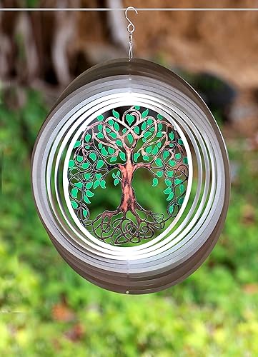 Miniatura 4 de Molinillos de viento de árbol de la vida para patio y jardín, adornos de metal para decoración de jardín, molinillo de viento al aire libre, regalos