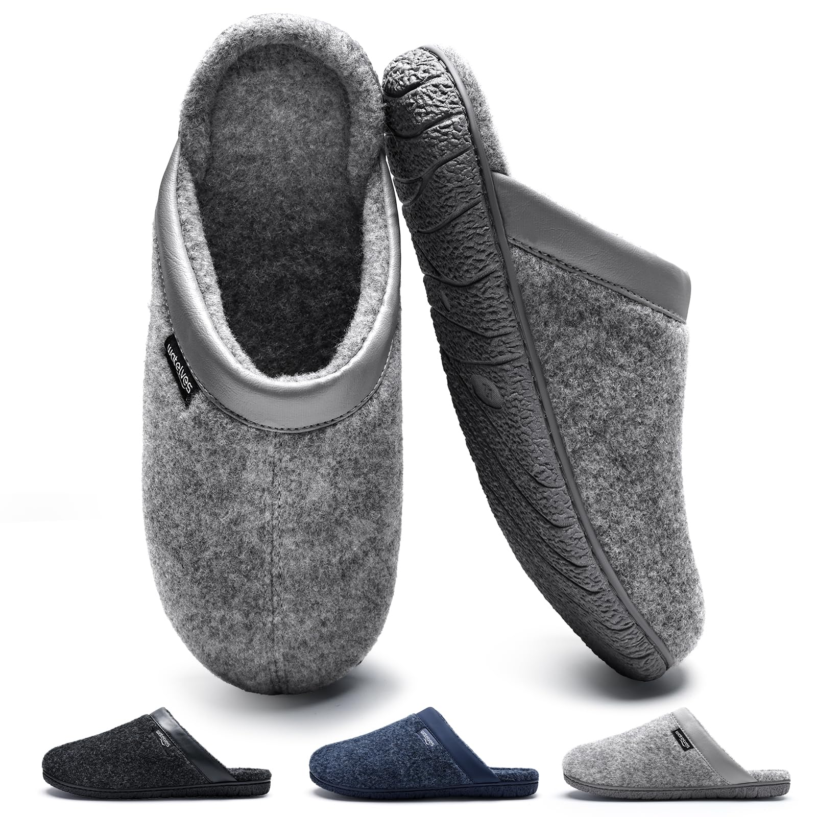 WateLves Ciabatte Uomo Pantofole Feltro Invernali Memory Foam Antiscivolo Caldo Scarpe Da Casa