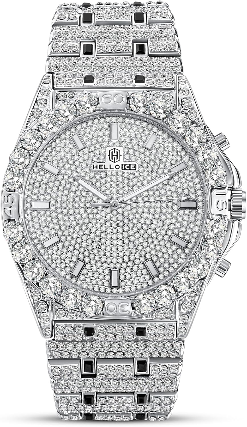 HELLOICE Men's Watch Iced Out Round Cut Luminous Pakistan Ubuy