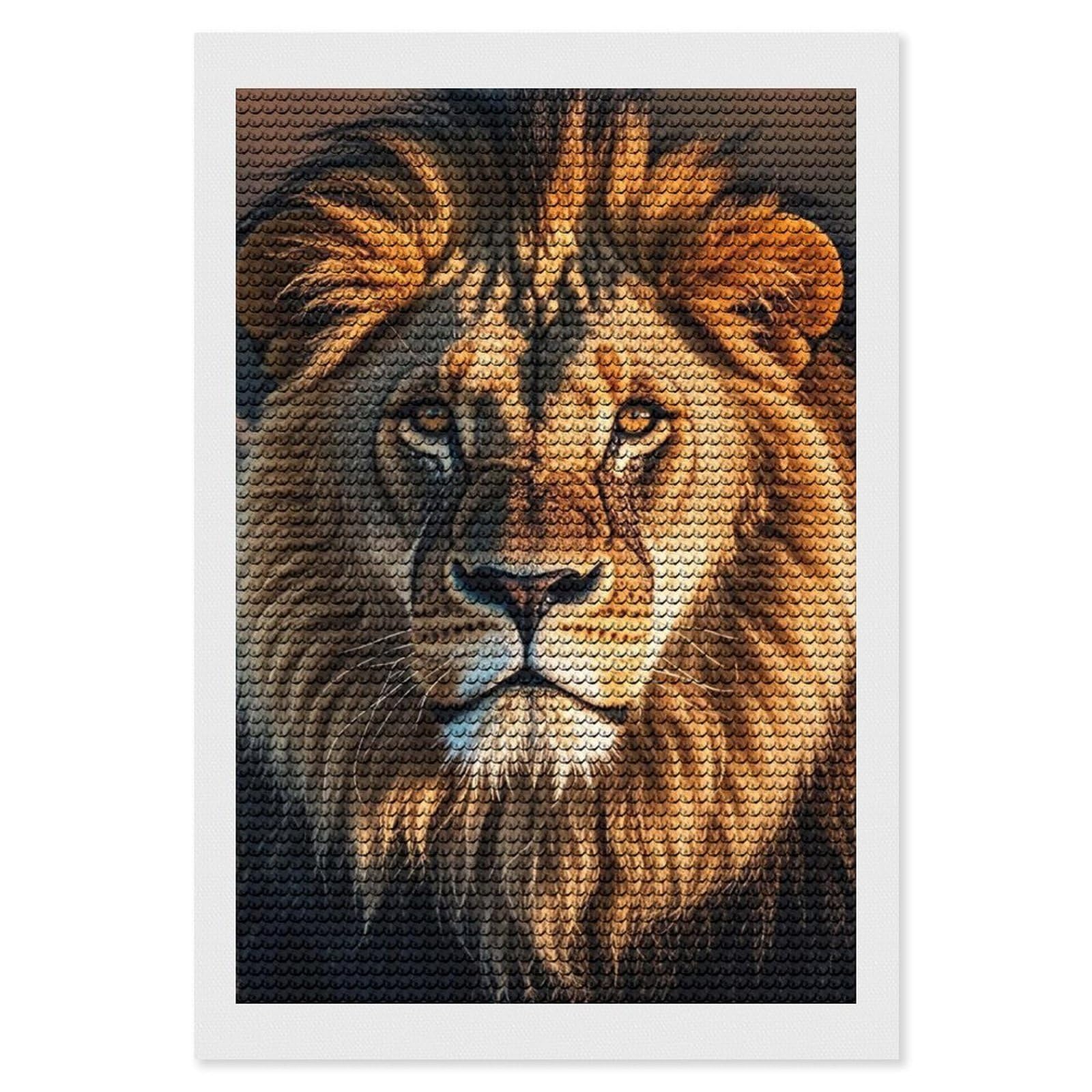 FodPand A Lion Diamond Painting Kits for Adults Beginners 8x12 Full Drill Diamond Art with DIY Tools Round 5d Diamonds Dots Crafts Gem Art Paint by Diamonds for Home Wall Decor Relaxing Gift