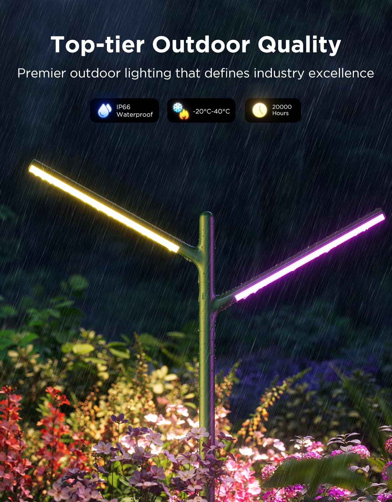 Govee Lampe de Jardin LED, RGBWWIC Lumière Extérieure en Métal Etanche IP66, Forme et Hauteur DIY, 16 Millions de Couleurs, 64 Scènes, Alexa Matter Compatible, pour Chemin Allée Pelouse Decor, 2pcs