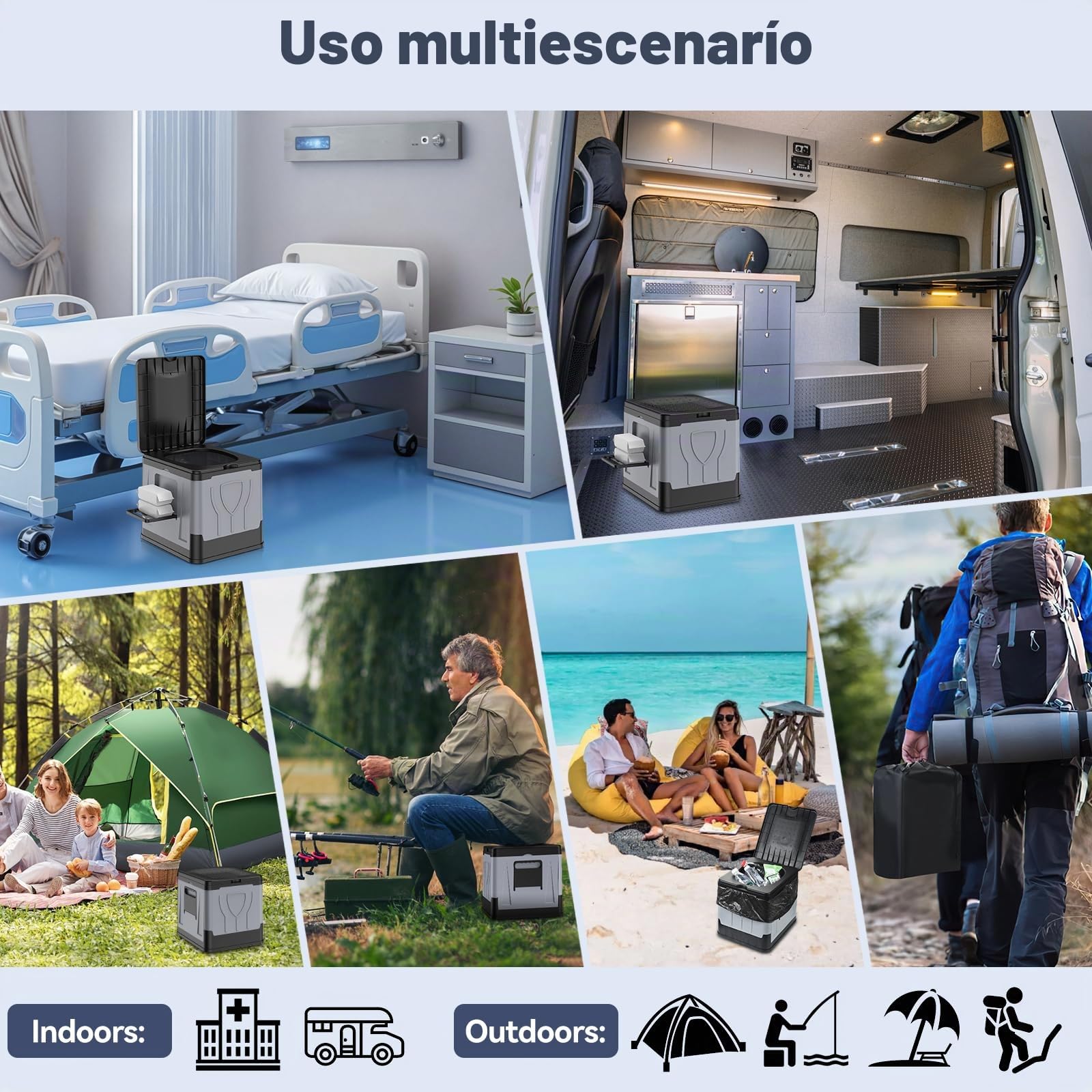 OTraki Inodoro Portátil, WC Portátil para Camping Baño Portatil con Coagulante Potty Camper con Portapañuelos Capacidad de Carga hasta 150kg para Acampar, Senderismo, Viajar, Pescar