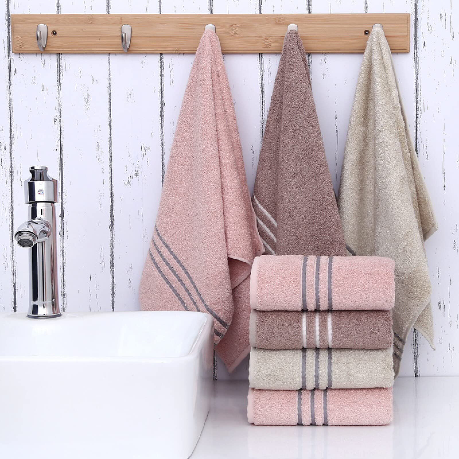 4 Confezioni di Morbidi Asciugamani, assorbenti per Il Viso 100% Cotone, Verde Chiaro, 75 x 34 cm,Set di Asciugamani Premium Cotone,Asciugamano da Bagno Cotone Ultramorbidi e Super