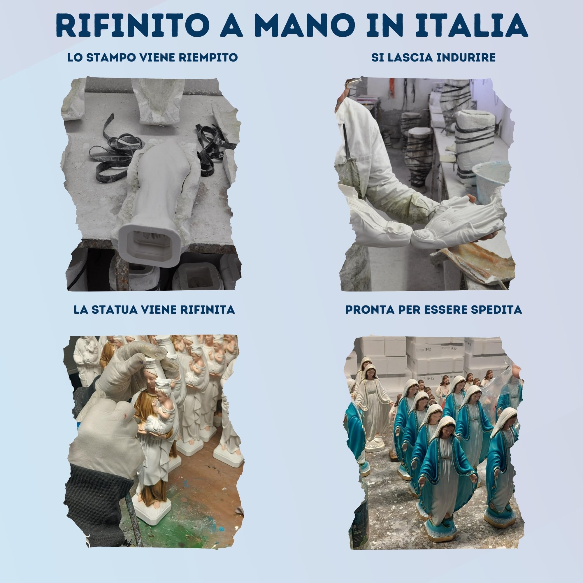 OVUNQUE PROTEGGIMI Statua Madonna Immacolata o Miracolosa cm 40, in polvere di marmo, per Interni ed Esterni, Statuetta della Madonnina Realizzata artigianalmente in Toscana.