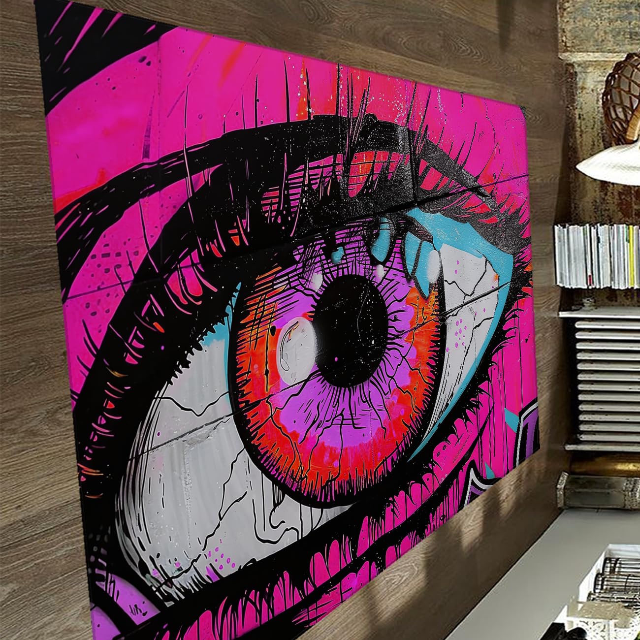 Tapis aquarelle iris eye lavable pour un salon loft moderne