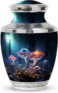 Colorful Mushroom Memorial Urn - Burial Urns for Human Ashes - Cremation Burial Urns - Large Funeral Urns for Adult Ashes Men - Ash Holders for Human Ashes - Peaceful Farewell Urns (Size -10inch)