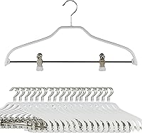 Vista 15 de Mawa by Reston Lloyd Silhouette Series - Percha antideslizante que ahorra espacio con clips para pantalones, estilo 40/FK, juego de 70, color negro