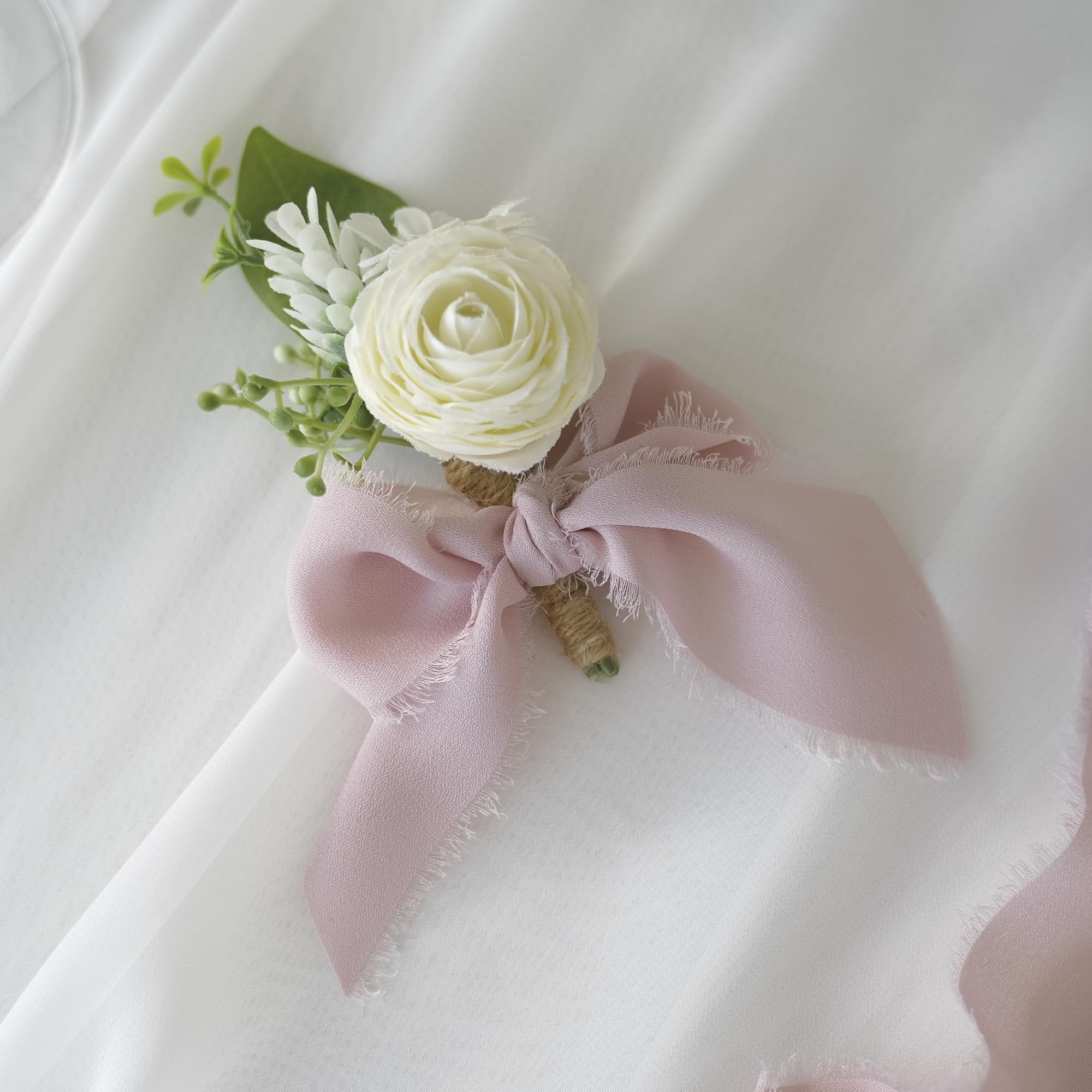MEEDEE Pinkes Chiffonband, 5,1 cm, ausgefranstes Band, staubige Rose, Chiffon-Seidenband, dunkelrosa Band zum Basteln, Chiffonband für Geschenkverpackungen, Hochzeitseinladungen, Brautstrauß (3 Rollen