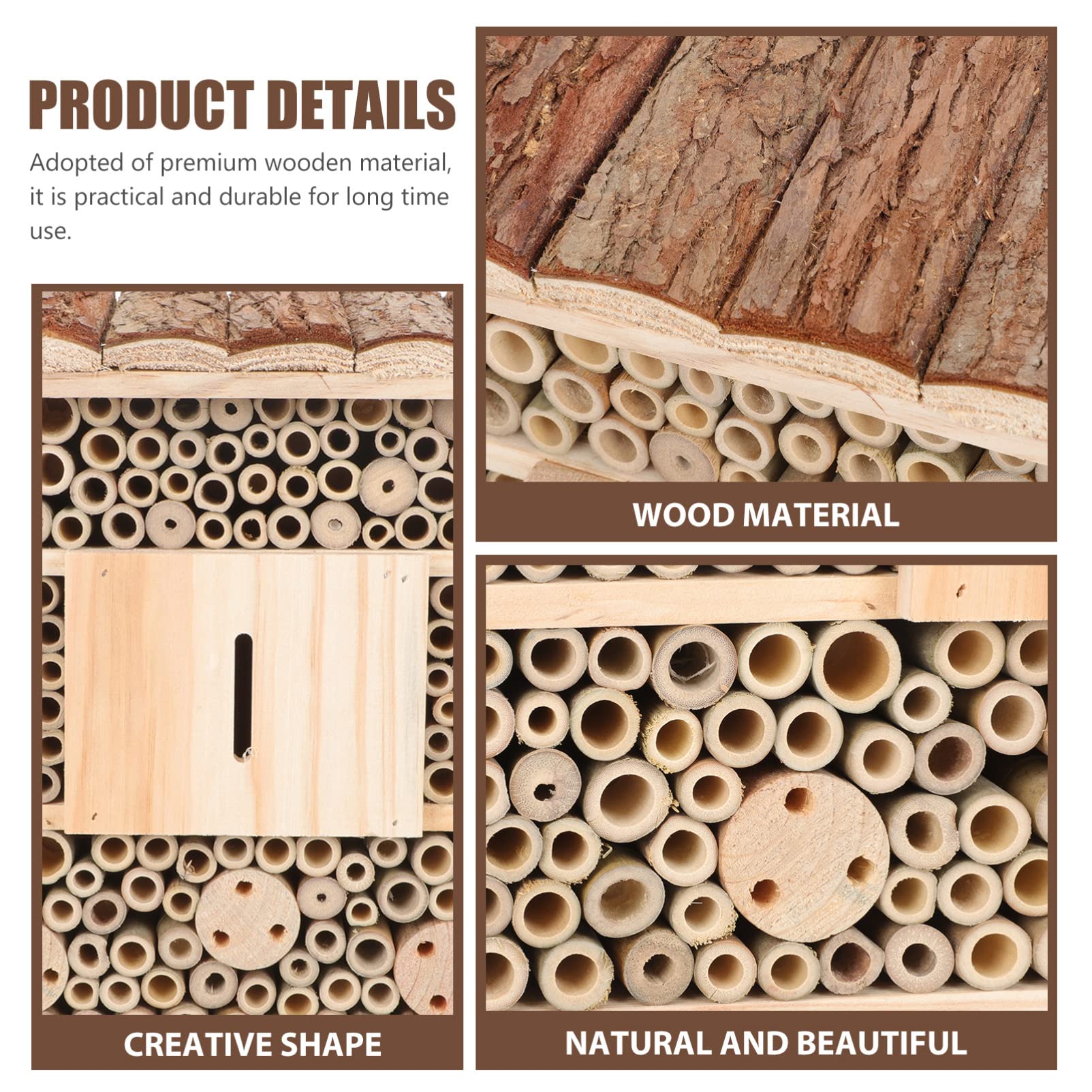 Toyvian Casa Di Legno Per Api e Farfalle, Casetta Esterna Aperta Per Insetti, Decorazione Giardino Naturale Per Habitat e Nidificazione Ecologica