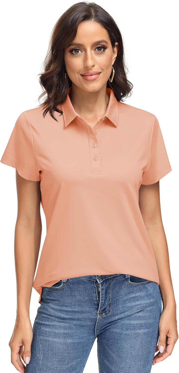 MAGCOMSEN Women's Polo Shirts UPF 50+ Sun Protection 4 Buttons Casual Work Quick Dry Short Sleeve Collared Golf Shirt - Image 2