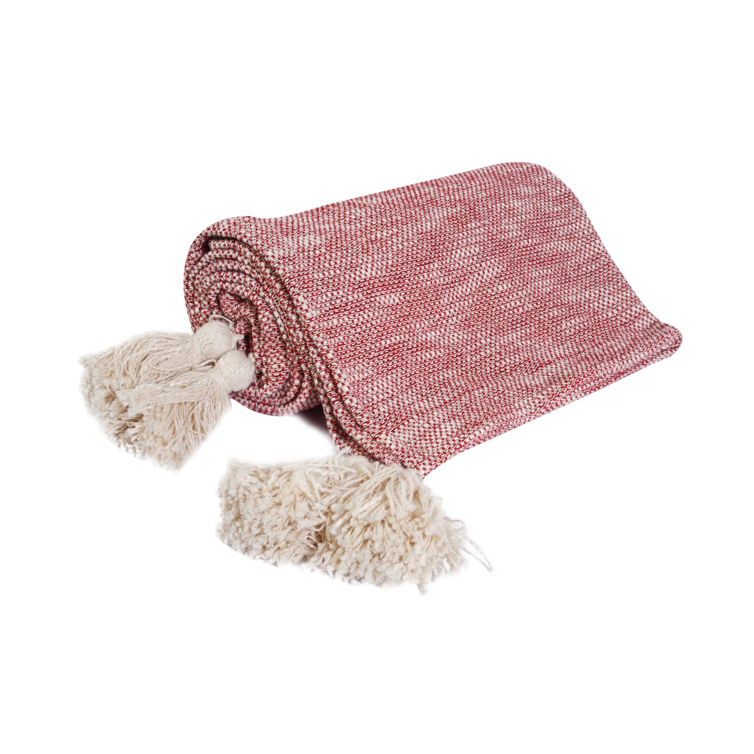 Cazimo Lightweight Chenille Super Soft Throw Blanket with Large Tassels – Ultra-Soft for Decorative Sofa & Bed Cover, Chair & Travel, 60x50 Inches, Pack of 1, Red-image-13