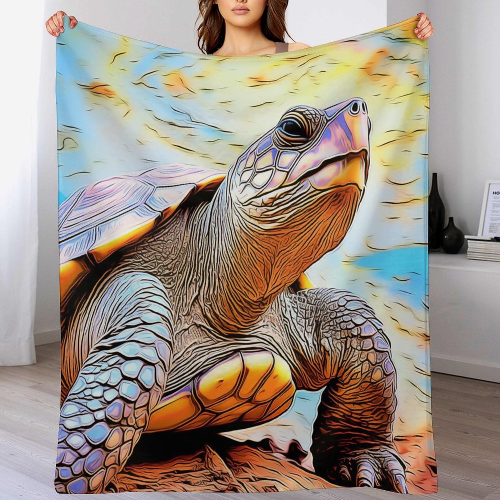 Couverture en polaire douce sea tortues, plaid flannel ultra léger et chaud