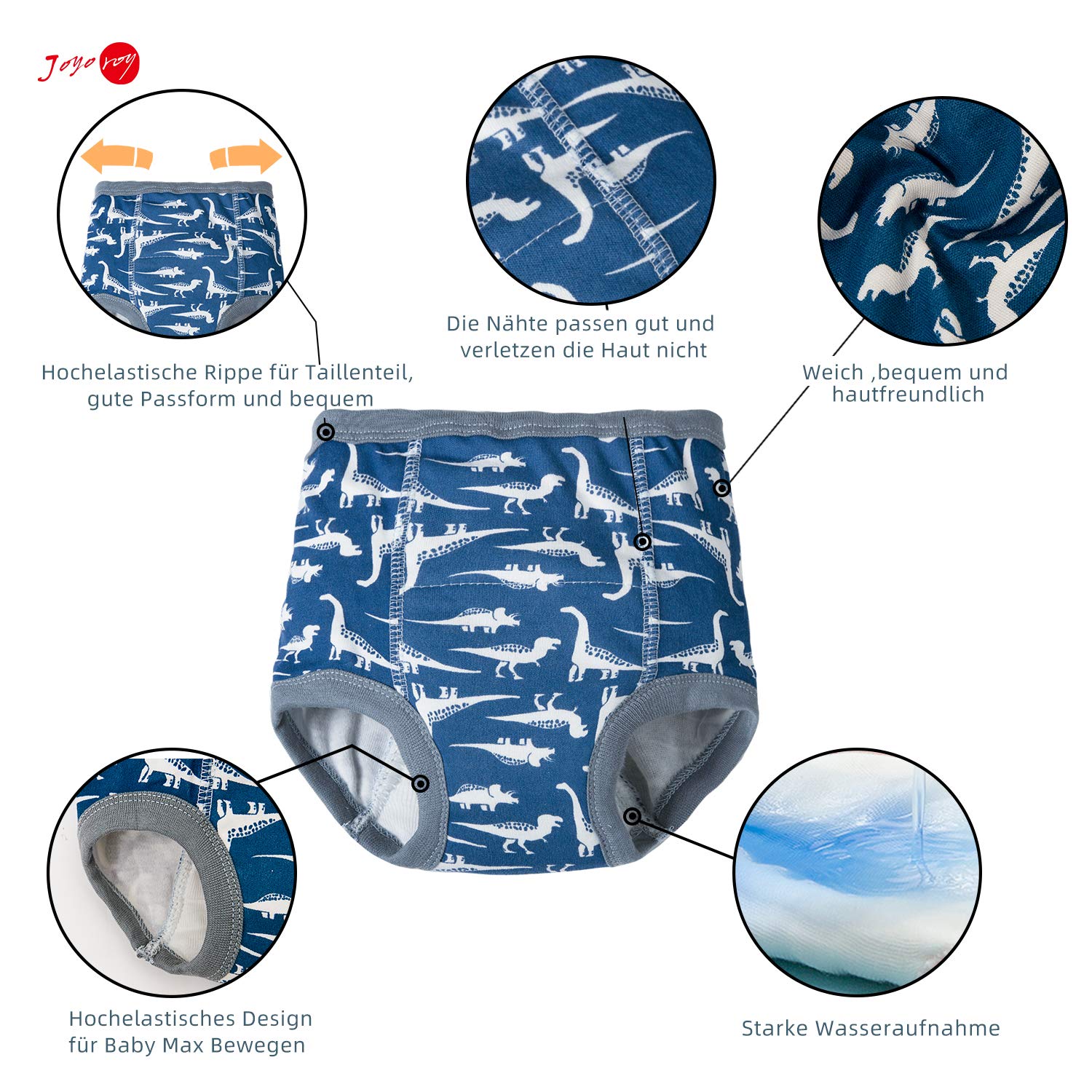 Joyo roy Mutandine per l'addestramento al vasino per bambini Pantaloncini per il vasino pantaloncini-pannolino per bambini mutandine per l'apprendimento pannolini educativi