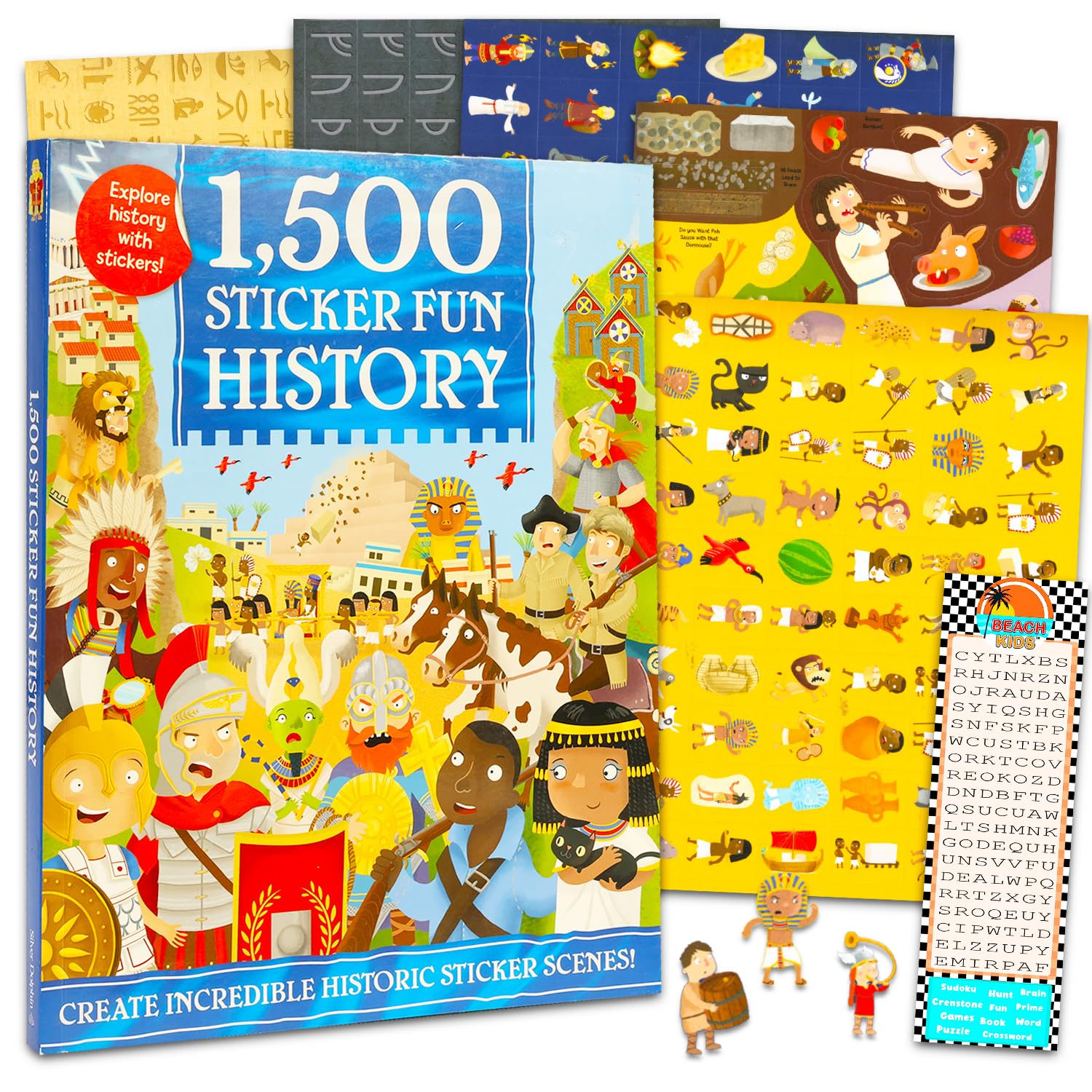 History Stickers Bulk Set for Kids - Bundle with Fun History Book with Over 1500 Stickers Featuring Medieval and Modern Historical Figures Plus Bookmark | History Sticker Book for Kids