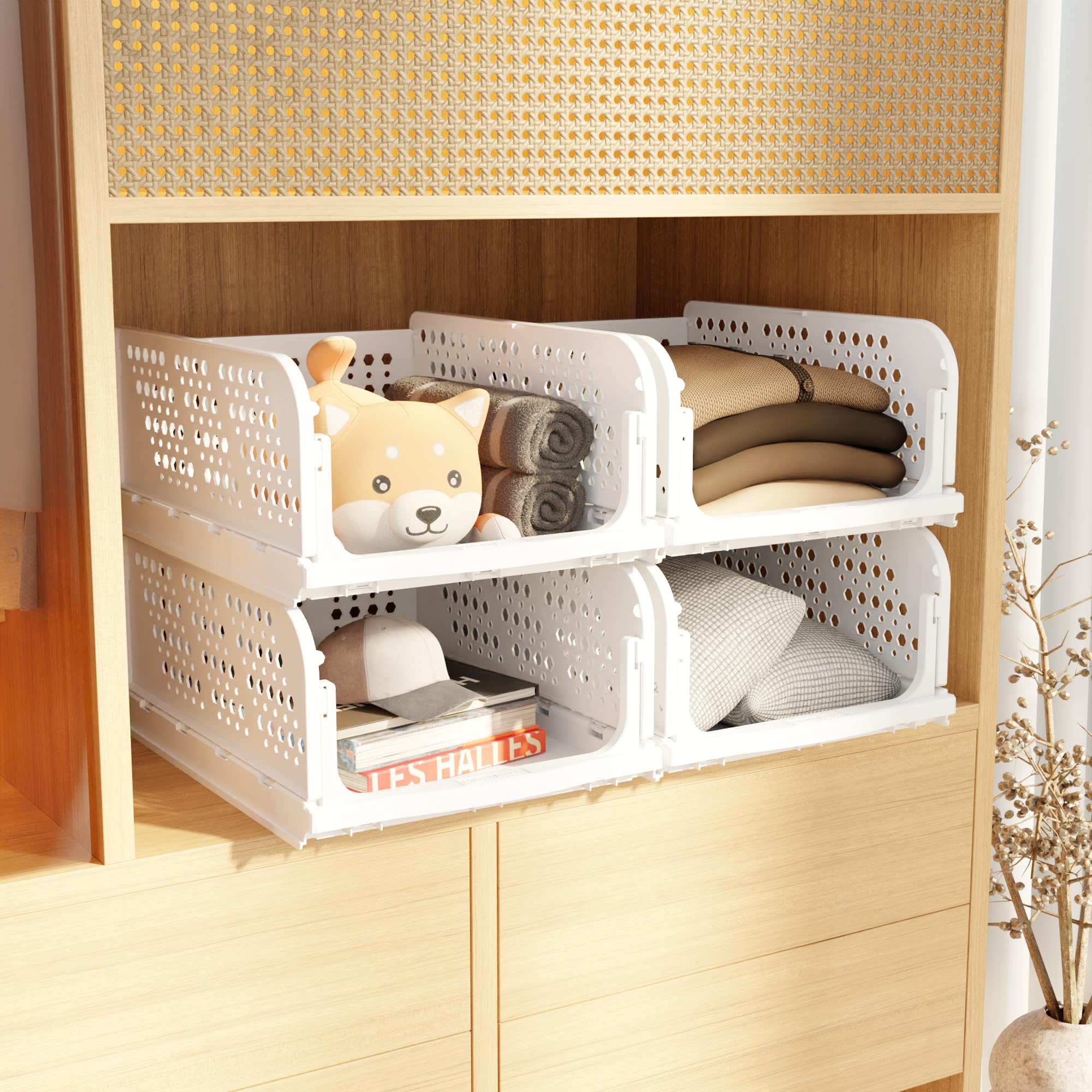 amazon basics Clothes Organizer for Wardrobe | Foldable & Stackable Cl