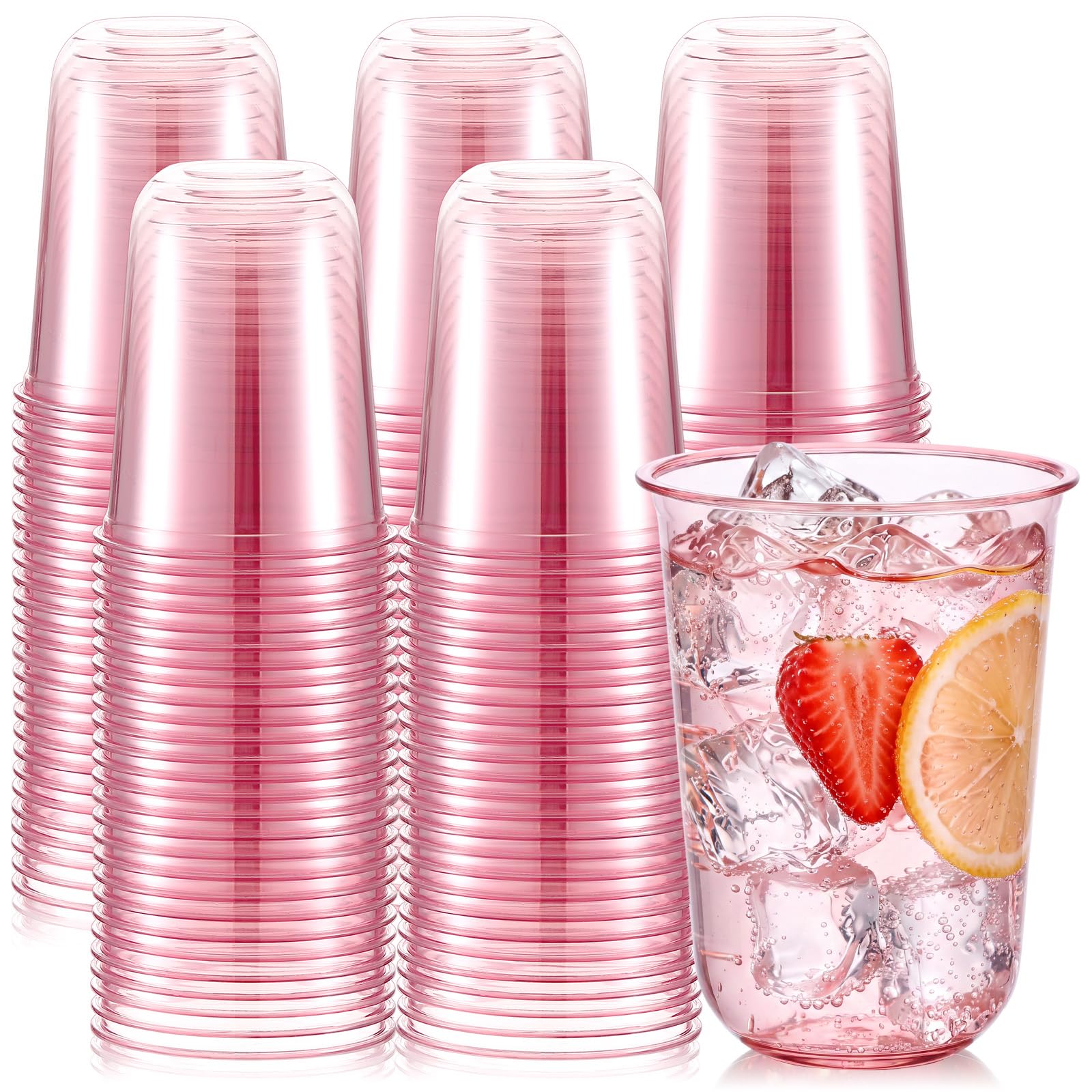 Gold Plastic Cups - 50 Pack Disposable Wine Glasses -8
