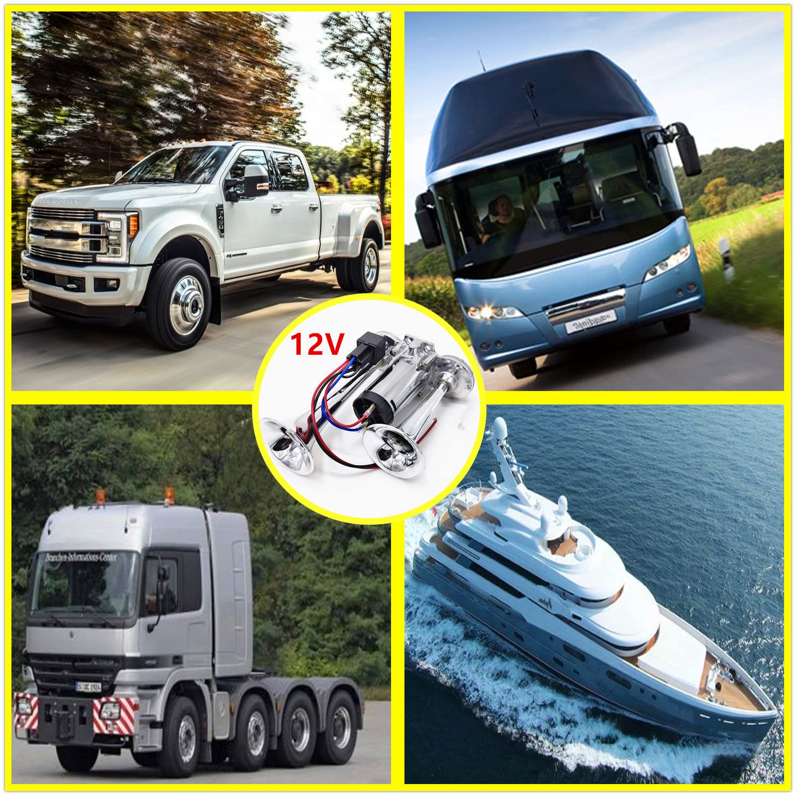 Clacson Auto Elettrico 160dB 12V - Tromba Doppia In Zinco Cromato Per Auto, Camion, Moto - Foto 3