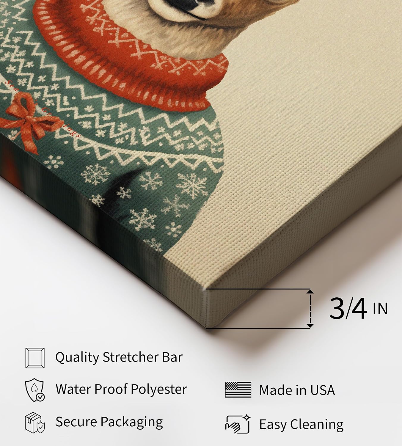 Poster Master Merry Christmas Canvas - Reindeer Print - Holiday Art - Gift for Boys, Girls, Kids & Parents - Minimal Decor for Bedroom, Kid's Room or Nursery - 8x10 STRETCHED Canvas
