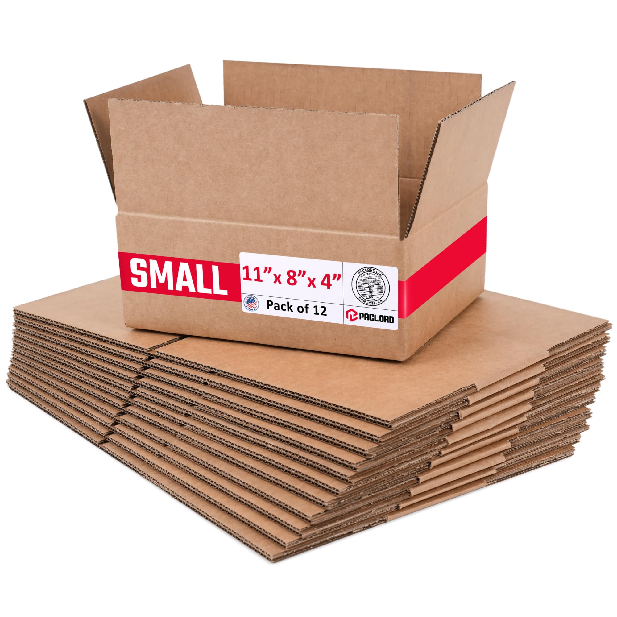 Small Cardboard Boxes 11"L x 8"W x 4"H (Pack of 12) - USA-Made Packing Boxes for Moving, Shipping, or Storage - USPS, UPS, FedEx Approved - Professional Packing Supplies for Moving | USA-Made Packing Boxes for Moving, Shipping, or Storage - USPS, UPS, FedEx Approved - Professional Packing Supplies