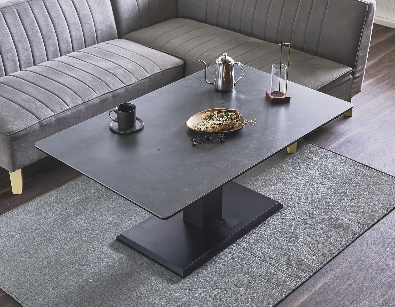 Amazon｜大川家具サンセー 昇降テーブル セラミック天板 120 リフト