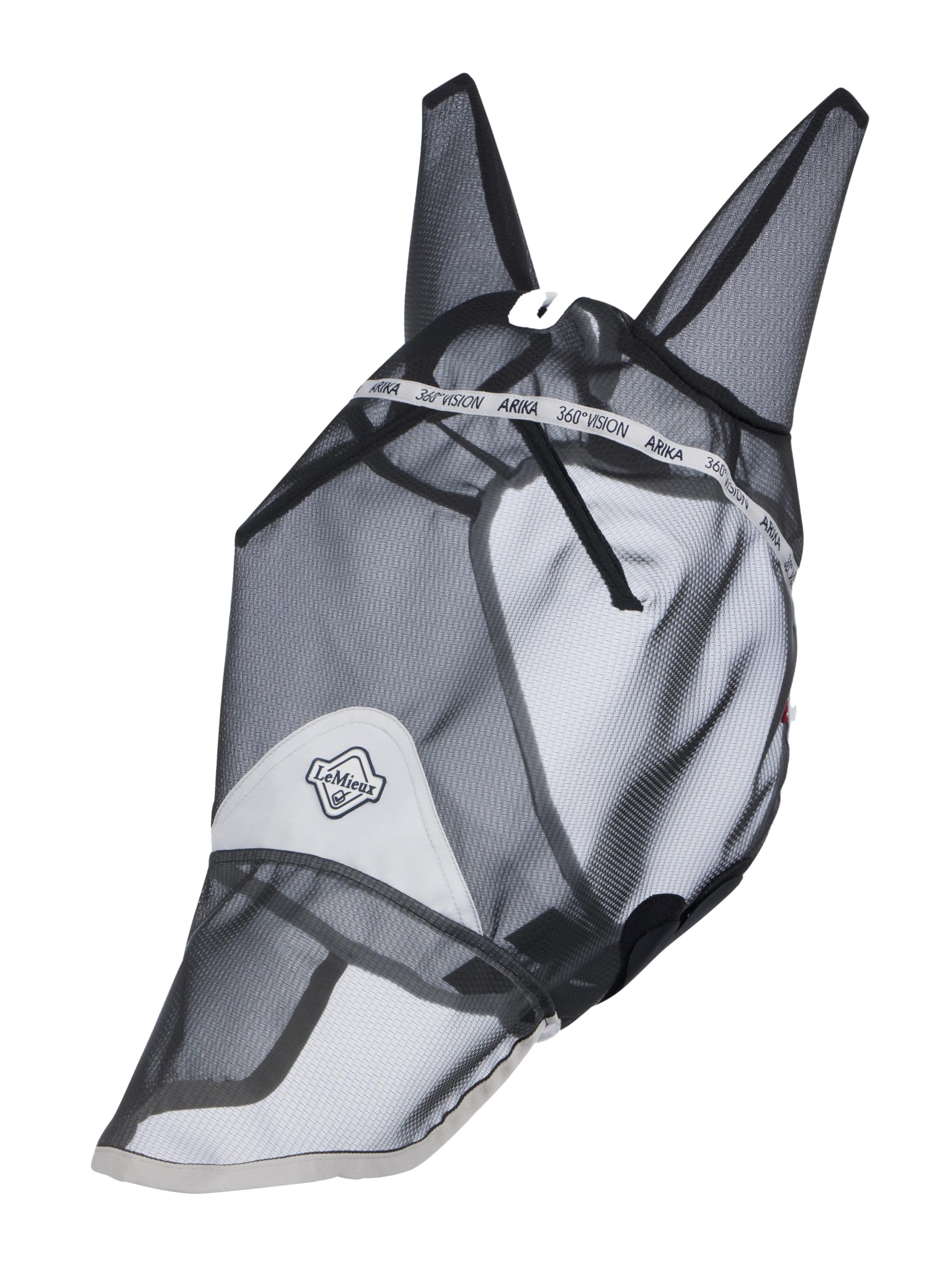 LeMieux 360 Vision Full Fly Mask - Stands Away From Face - Mesh Ears - Grey - XSmall