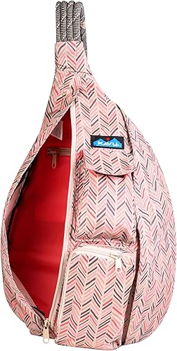 Miniatura 3 de KAVU Mochila cruzada con correa de cuerda, diseño de tablero delicado, Guión delicado