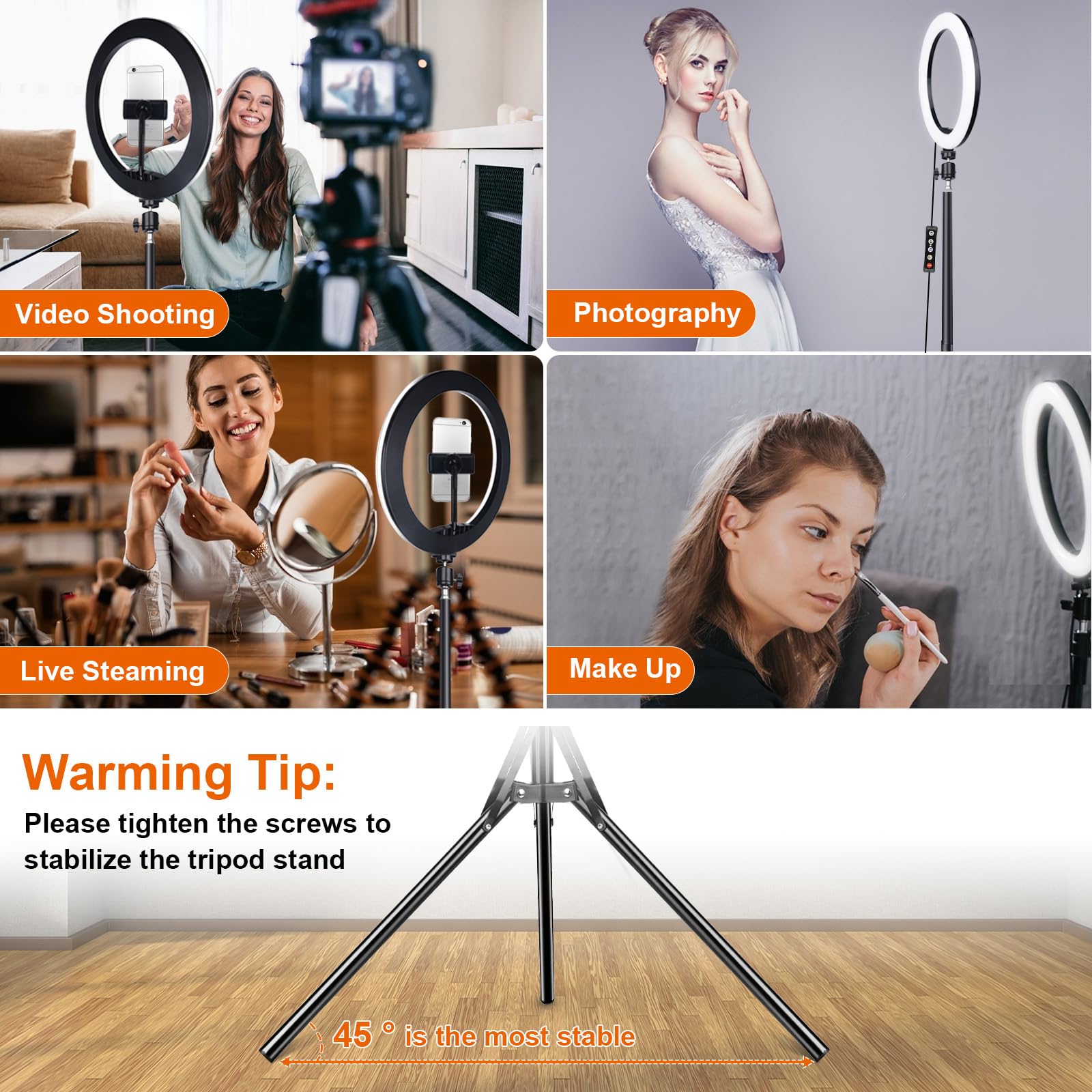 Anillo de luz para Selfie de 12 Pulgadas con Soporte de trípode de 75 Pulgadas y 2 Soportes para teléfono, Anillo de luz LED para cámara con 48 Modos de Color RGB y Modo de Ritmo de música y 12
